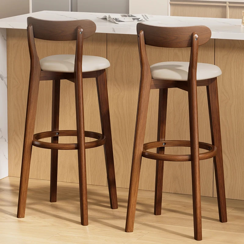 Wood High Nordic Bar Stools Office Counter Balcony Minimalist Bar Chairs With Back Balcony Sillas Para Comedor Trendy Furniture