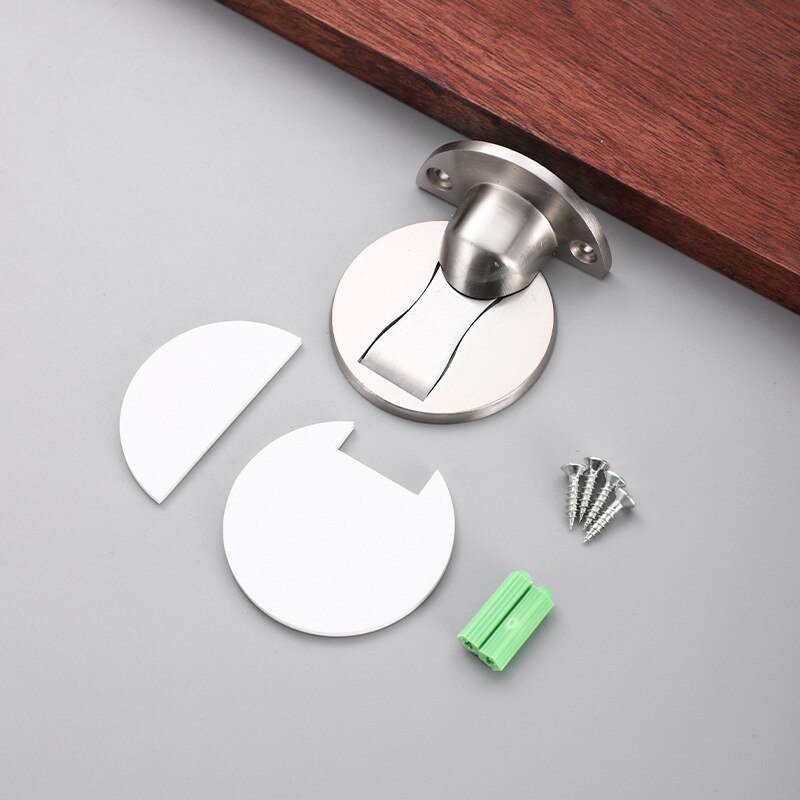 Invisible Magnetic Stainless Steel Door Stopper, Mecânica Auto-Locking Door Stop, Punch-Free, Windproof