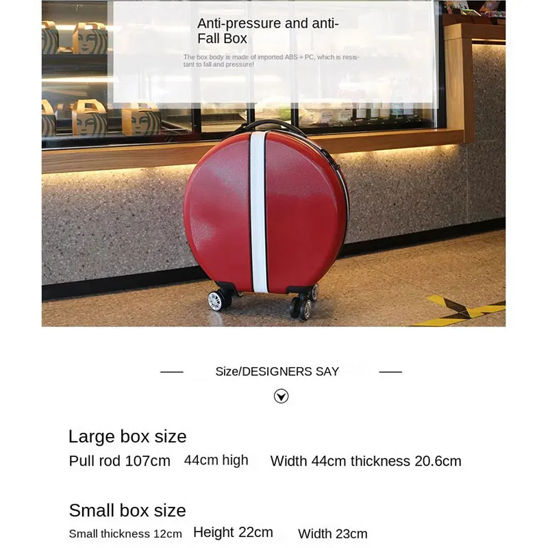 2024 Mode Koffer Umhängetasche Dame rundes Set 18 Zoll Boarding Lockbox Gepäck leise Universal Rad Licht Reisekoffer