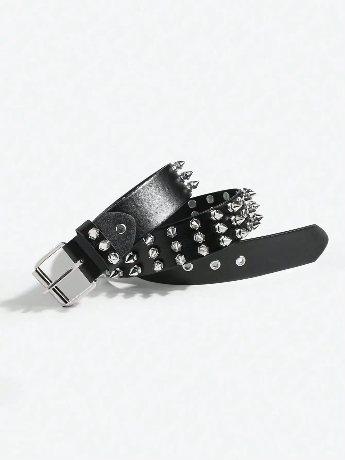 Cinturón oscuro de Metal pesado decorado con remaches estilo Punk para mujer, 1 ud.