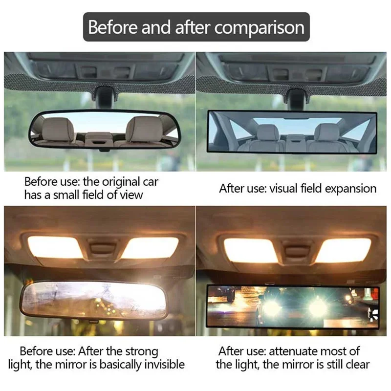 Espelho retrovisor grande angular hd universal para carro, anti-reflexo, fácil instalação com clipe, perfeito para suvs e caminhões amagi