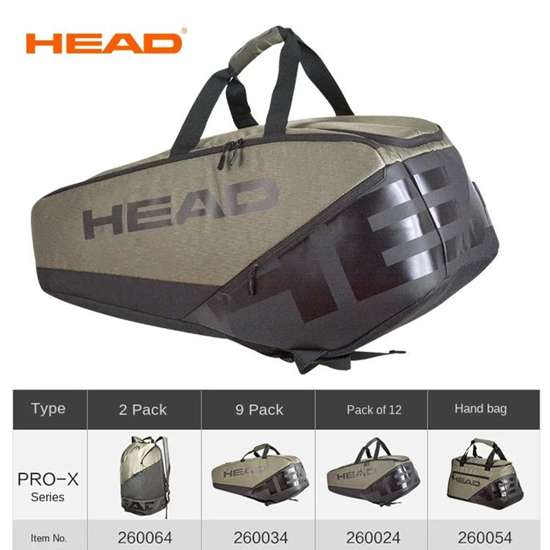 Cabeça prox série raquete de tênis saco grande capacidade mochila raquete saco de esportes saco de viagem saco de raquete de tênis com compartimento de sapato