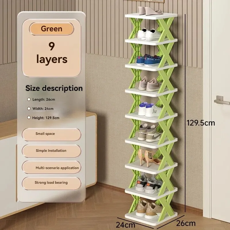 Mehrschichtiger, platzsparender Schlafsaal-Tür, einfacher Slipper-Rack, faltbarer Kunststoff-Aufbewahrungs-Schuhschrank, ohne Bohren, staubdicht