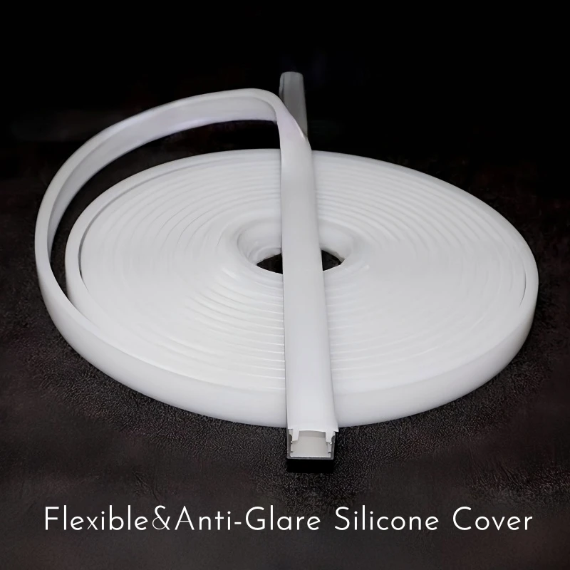 1-10m Bendable LED Aluminum Profile Silicone Diffuser Flexible Channel Milky Cover Replaceable LED Strip Light Lampshade Fitting