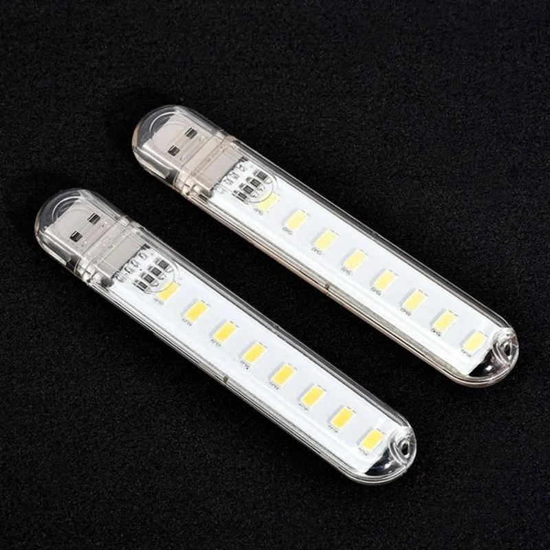 1 Uds 8 LED Mini lámpara USB portátil DC 5V Camping iluminación USB para PC portátil banco de energía móvil Gadget