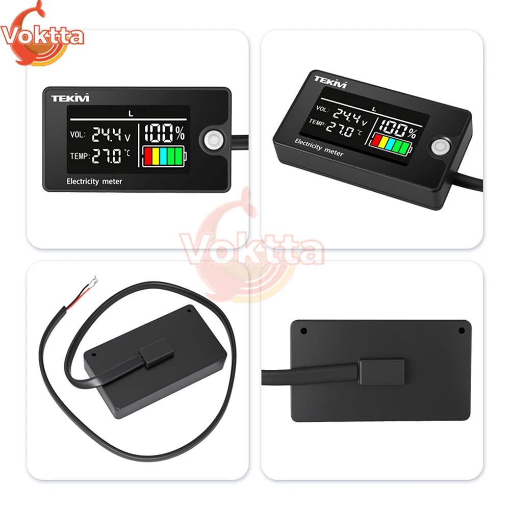 DC 8-100V LCD Digital Voltage Power Meter Ternary/Lithium iron/Acid Battery Capacity Indicator Voltmeter with Temperature Alarm