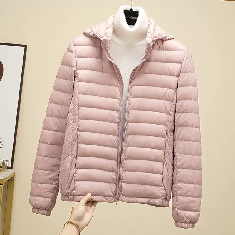 Schinteon Dames Ultralight 90% Witte Eend Donsjack met Afneembare Kap Herfst Winter Dunne Uitloper Draagbare Opslag 2024 Nieuw