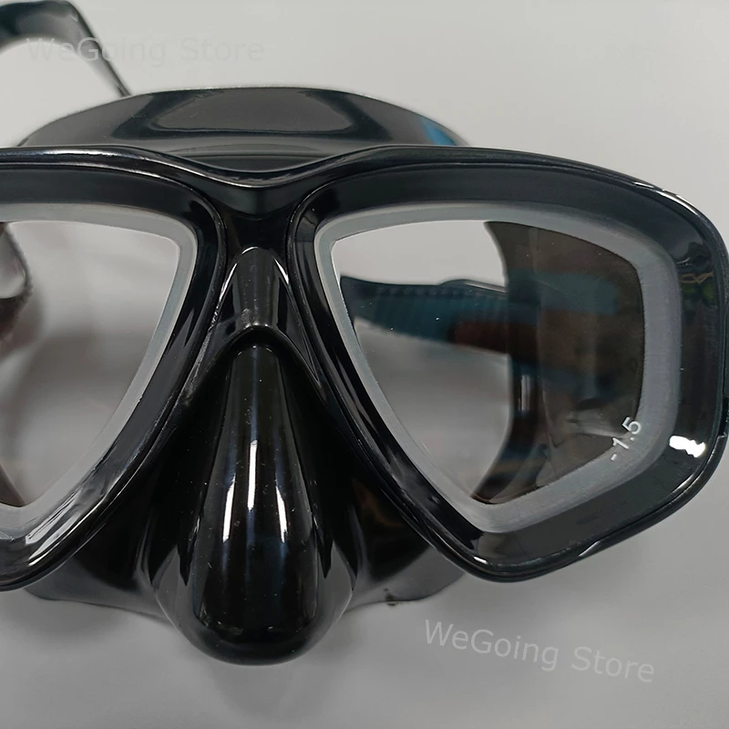 Tempered Glass Diving Goggles with Prescription Lens Corrective Swim Mask with Power Ranges from -1.5 to -8.0 for Short Sighted
