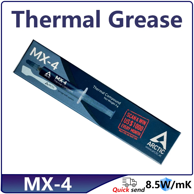 Procesador de grasa térmica MX-4 4g, compuesto térmico, pasta térmica, CPU, GPU, ventilador de refrigeración, fluido, disipador de calor conductor, yeso