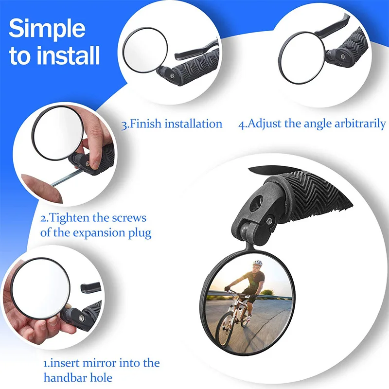 Espejo retrovisor Universal para bicicleta, manillar de ciclismo de gran angular con rotación ajustable, accesorios para bicicleta de montaña y carretera, 1/2 Uds.