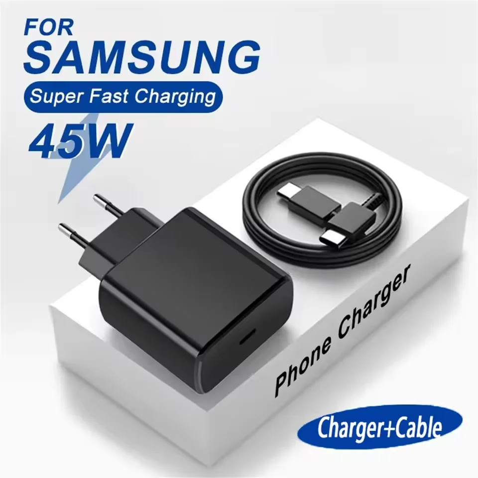 PD 45W USB C 충전기 삼성 Galaxy S22 S23 S24 Ultra Note 20 휴대 전화 충전기 유형 C 케이블 용 초고속 충전 어댑터