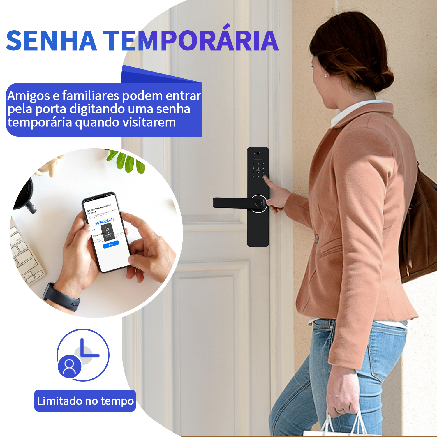 Do Brasil câmera fechadura eletrônica digital tuya wifi fechadura porta inteligente biométrica sem chave