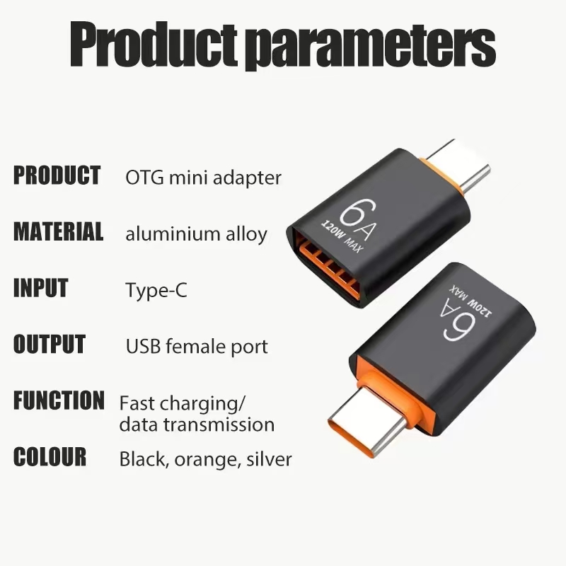 6A USB 유형 C OTG 어댑터 120W USB-C 남성 유형-c 여성 충전기 변환기 삼성 Macbook 데이터 전송