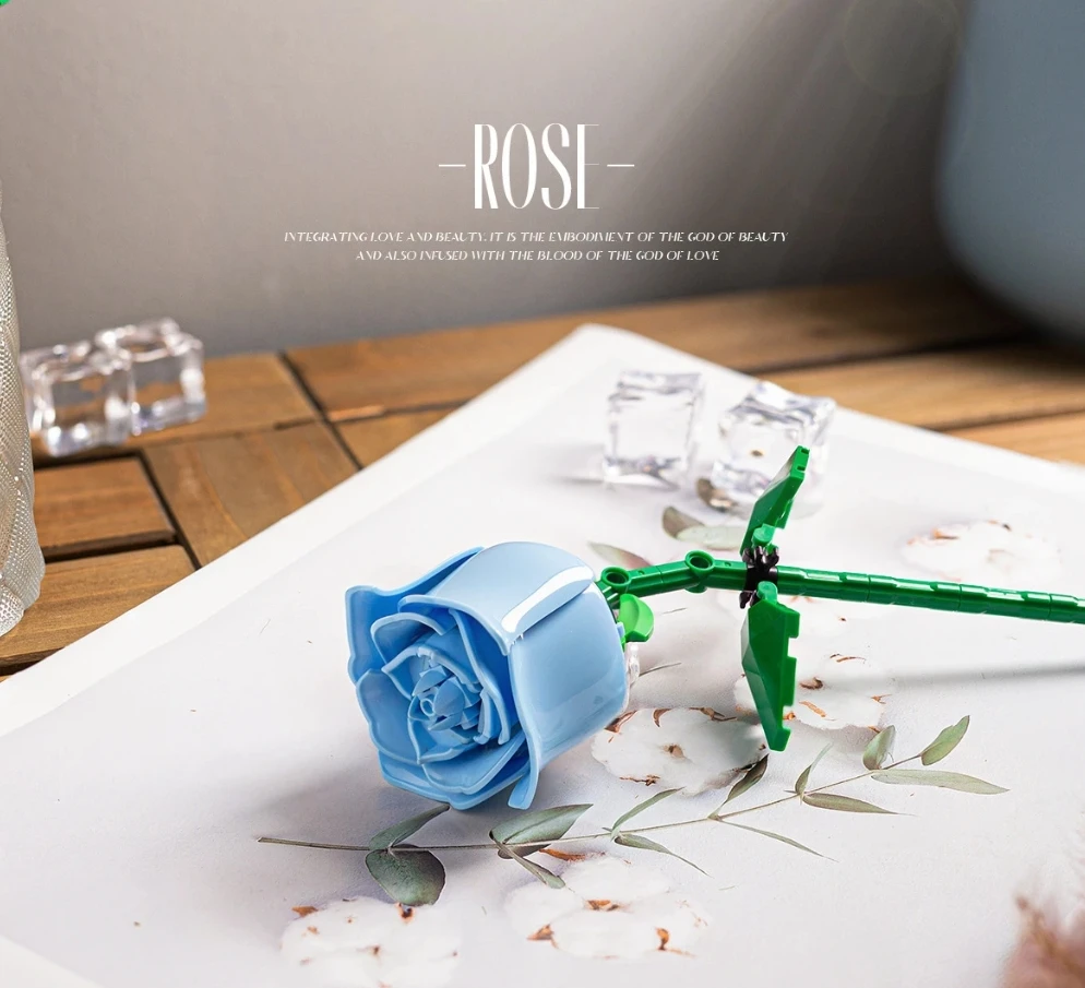 โรแมนติก Rose ดอกไม้ช่อดอกไม้ Building Block Eternal ชุดประกอบโรงงานพลาสติกอิฐตกแต่งบ้านวันแม่วันเกิด R ของขวัญ