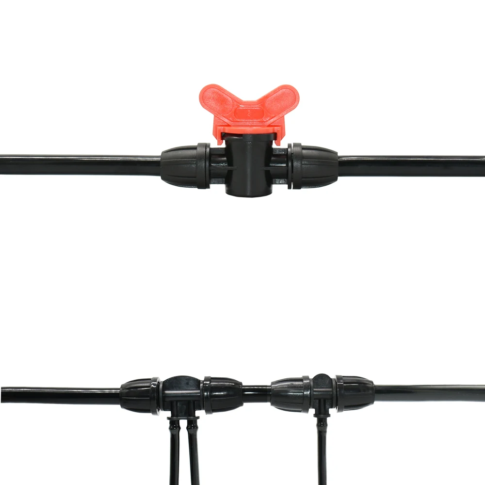 Garden 3/8 x 1/4inch Hose Barb Connector Lock nut Reducer Water splitter Tee Elbow End Plug Drip Irrigation System Fitting