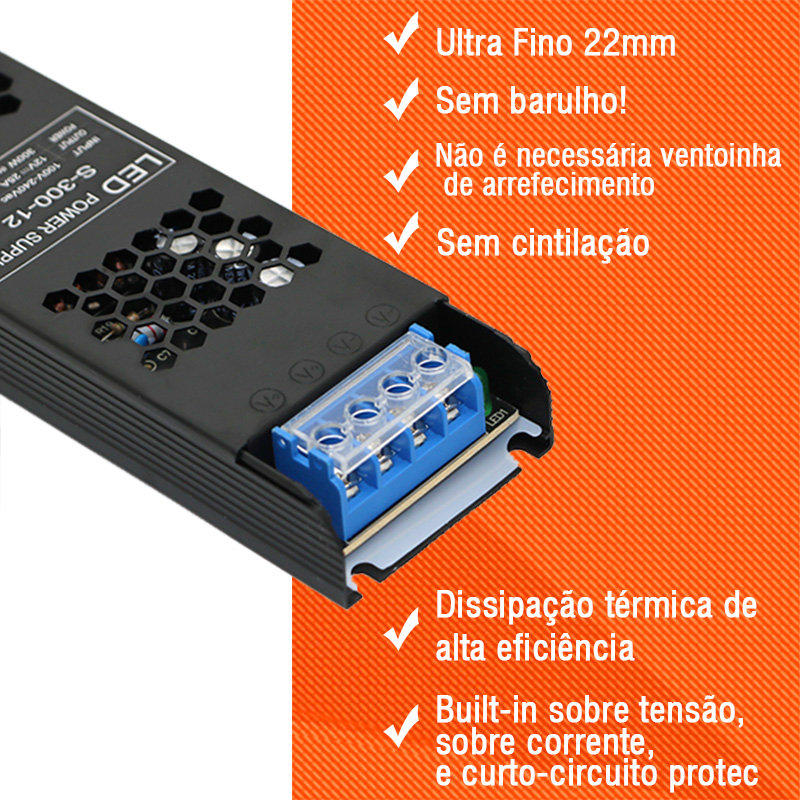 Driver ultrafino para tiras de LED fonte de alimentação de tensão constante DC 12V / 24V transformadores de iluminação 60W 100W 150W 200W 300W 400W