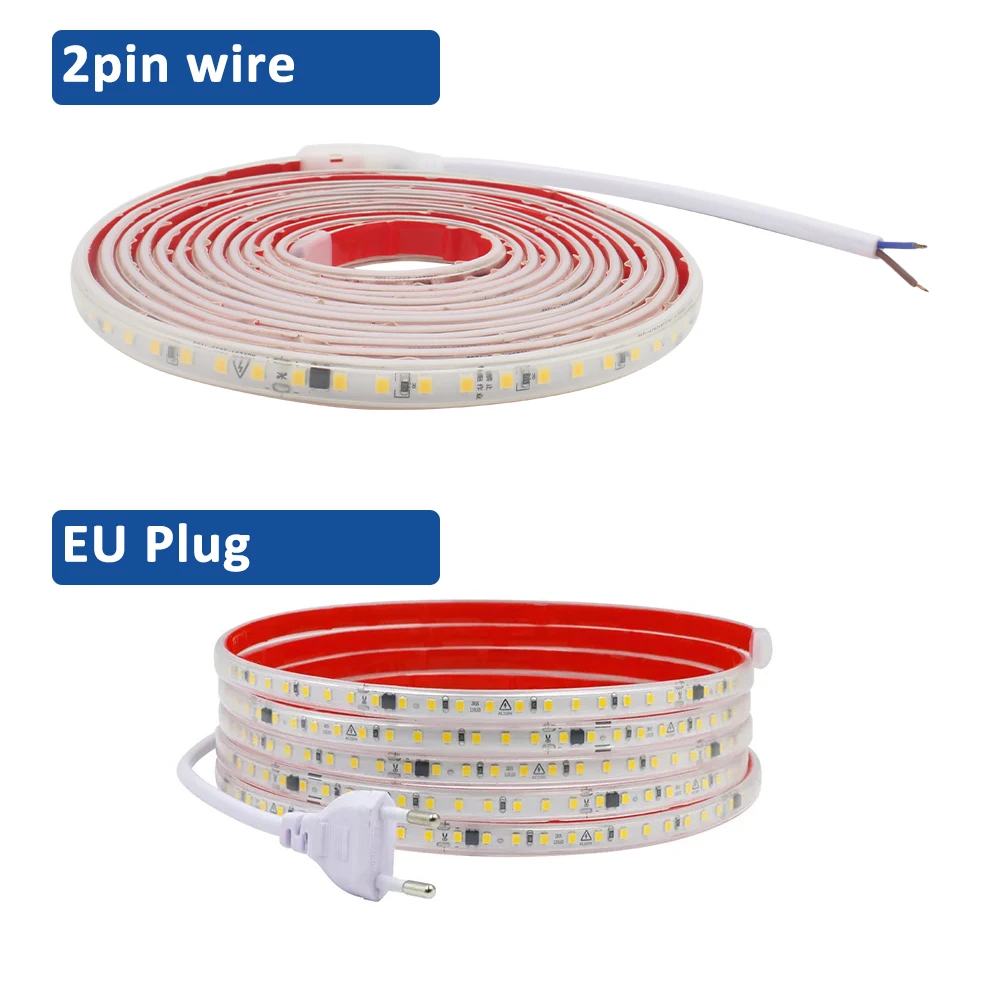 AC 220V 방수 LED 스트립 빛 SMD 2835 120LED/m 1M 2M 5M 8M 10M 20M 홈 조명 장식에 대 한 유연한 리본 테이프 램프