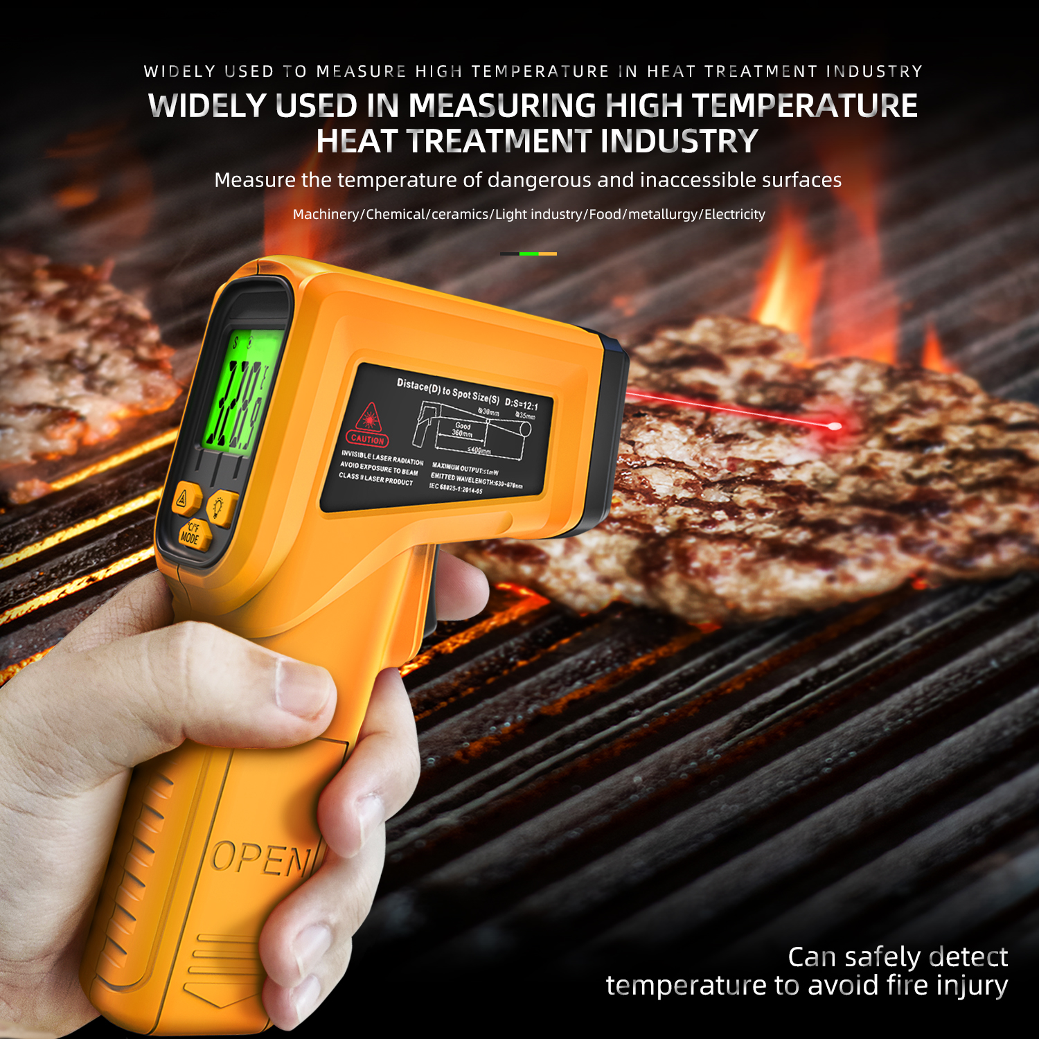 BSIDE New Professional Infrared Thermometer -50~530°C 12:1 Digital Infrared-LCD Thermometer Non-contact Laser Thermometer
