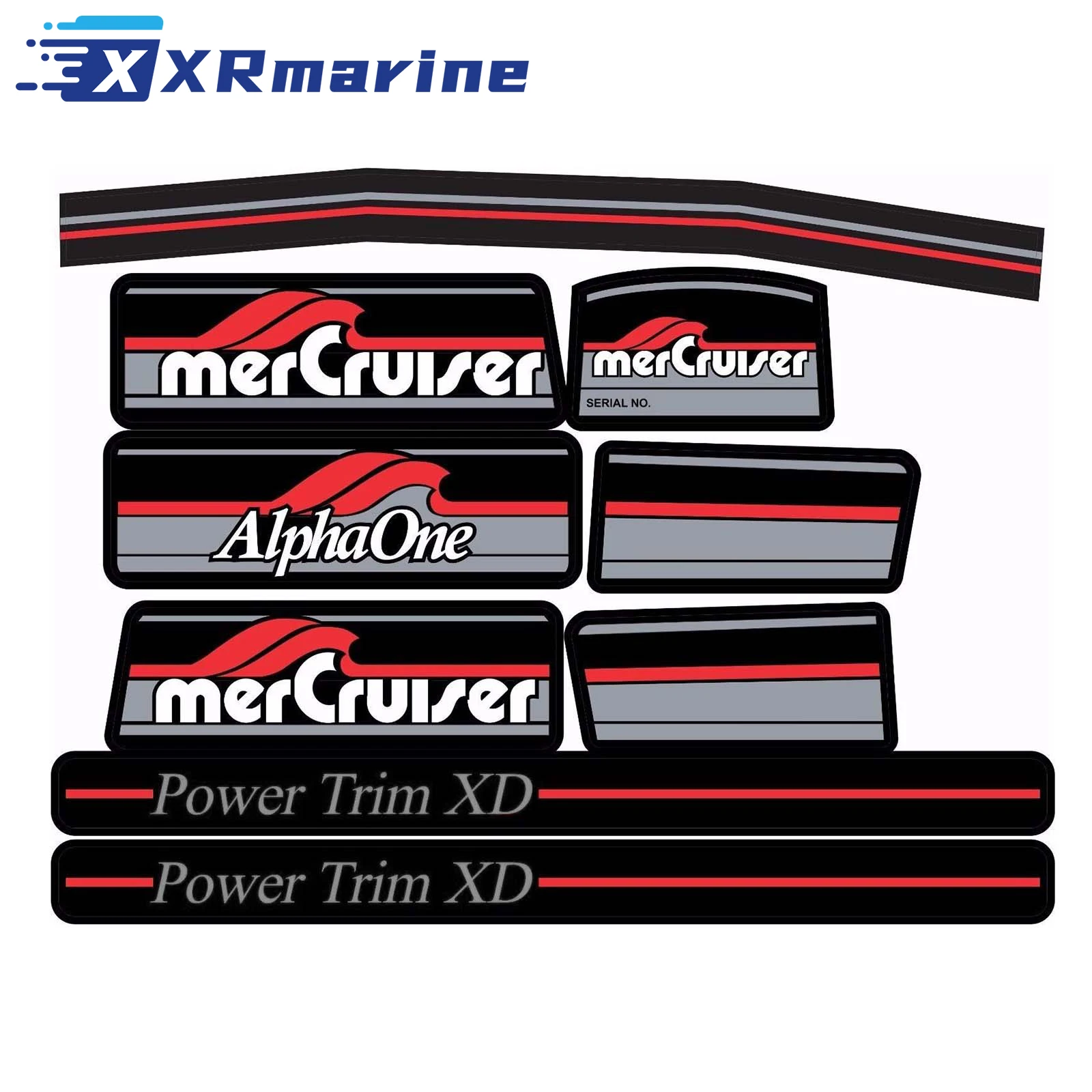 13682A90 W/Red Rams Aufkleber-Set Aufkleber 3906 für Mercruiser The Most Complete Red Alpha One Gen One 37-13682A90