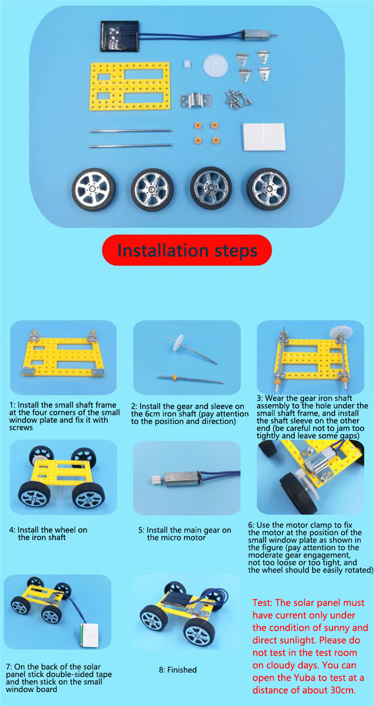 รถพลังงานแสงอาทิตย์ของเล่นสําหรับเด็ก MINI DIY ประกอบ Energy Powered Car Kit STEM ของเล่นเพื่อการศึกษาเด็กความคิดสร้างสรรค์ของขวัญวันเกิด