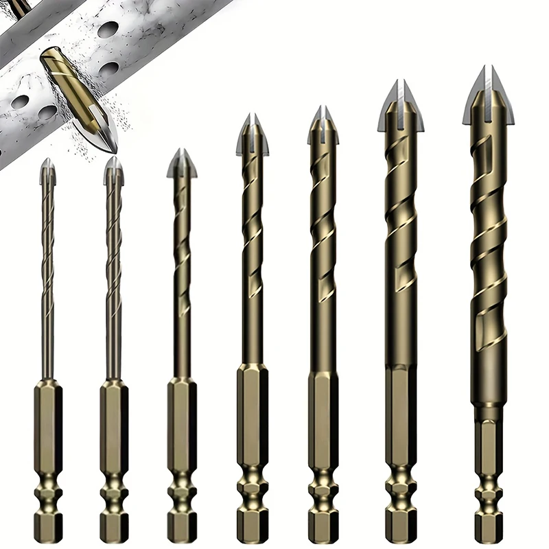 Brocas cruzadas de carburo de tungsteno para azulejos de cerámica, herramientas de perforación de azulejos de cerámica de porcelana/hormigón/vidrio, 1 ud.