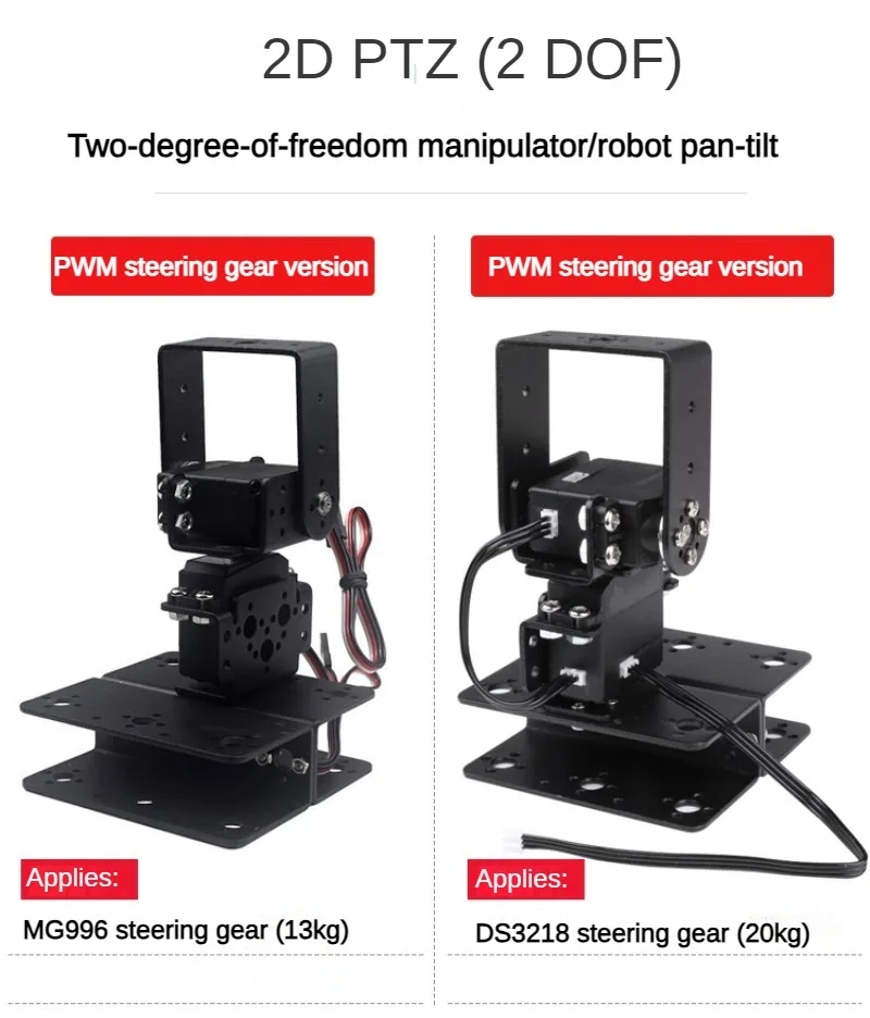 MG996R 2 Dof rotierender Roboter-Manipulator, mechanischer Gimbal aus Metalllegierung für Arduino-Roboter, DIY-Kit, offener Code, programmierbares Roboter-Kit