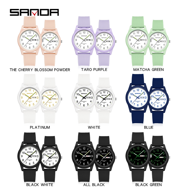 Sanda-Reloj de mano luminoso para hombre y mujer, pulsera de silicona, de cuarzo, Simple, para amantes, regalo, 6090