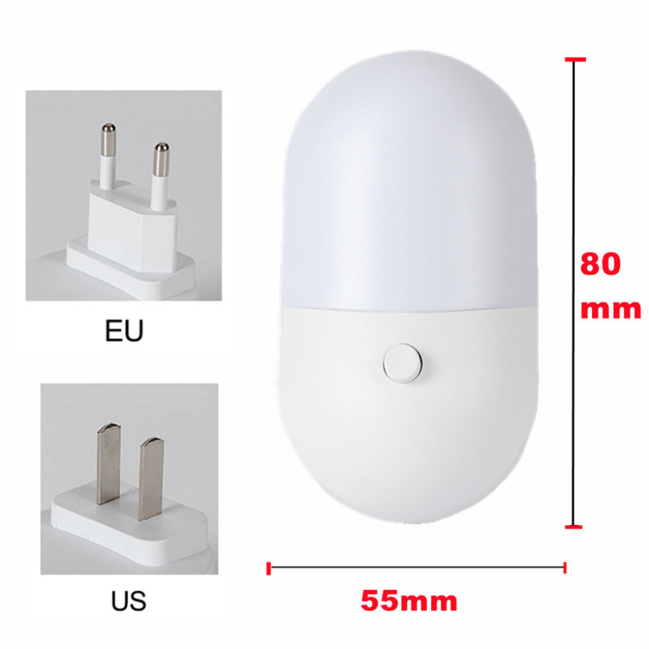 Lámpara de noche con enchufe UE EE. UU., luz LED nocturna AC 85V-265V, lámpara de dormitorio, regalo para niños, bonita lámpara de noche para pasillo, WC