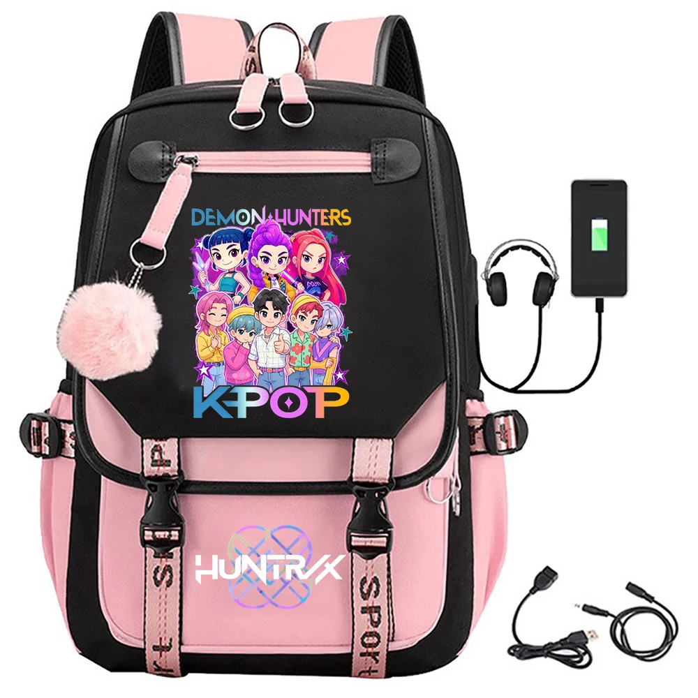 Mochilas KPop Demon Hunters Huntrix, mochilas para estudiantes Saja, mochilas para niños y niñas, mochilas escolares