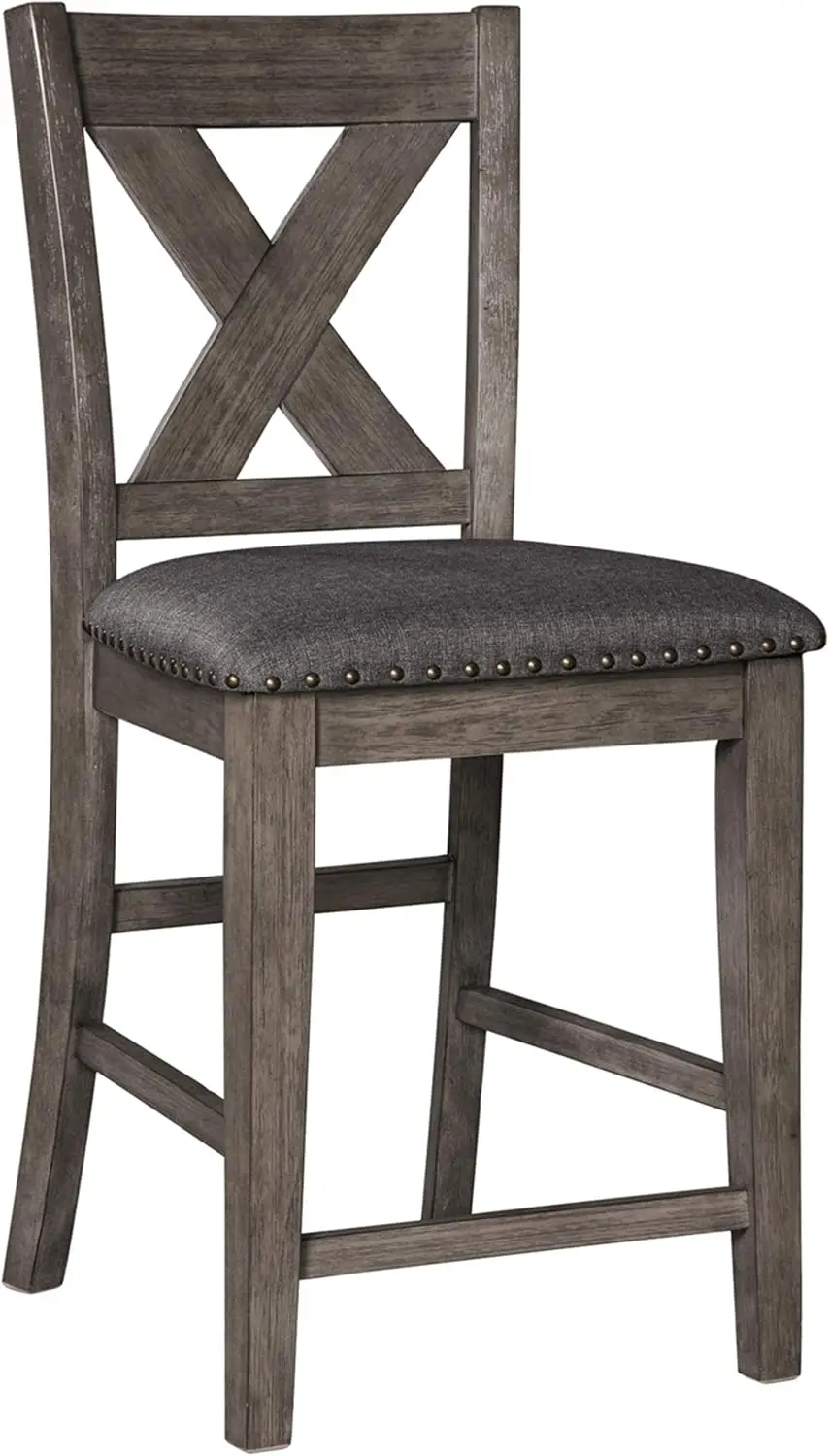 Design by Ashley Caitbrook Rustic 24.63" Counter Height Upholstered Barstool, Set of 2, Gray
