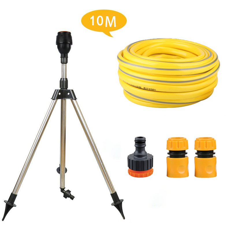 Irrigatore rotante automatico da giardino a 360 gradi Set treppiede in acciaio inossidabile Supporto per irrigazione Strumento per irrigazione per prato da giardino a getto d'acqua