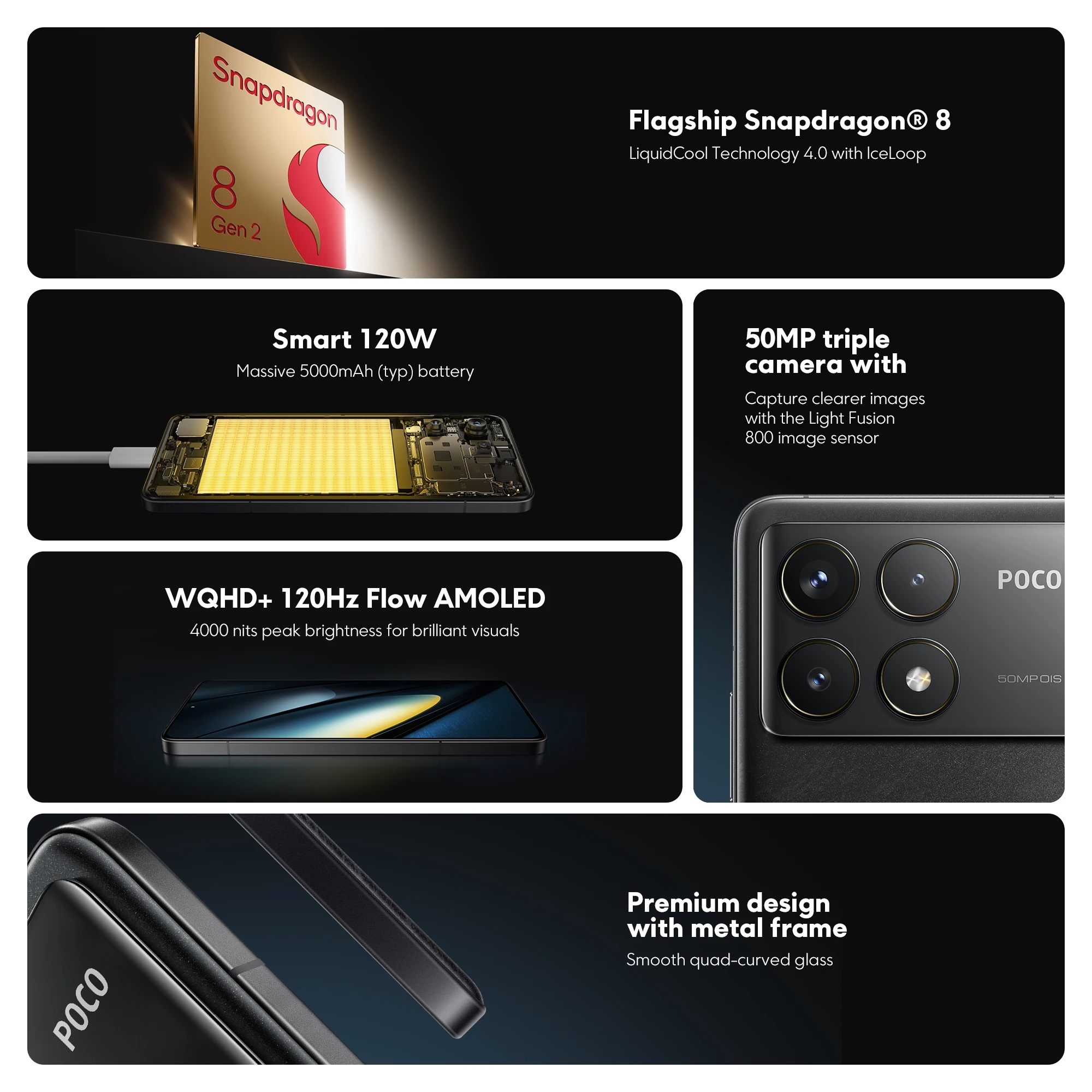 POCO F6 Pro versión Global Smartphone , Snapdragon, nuevo®8 Gen 2 120W HyperCharge 6,67 ''120Hz DotDisplay 50MP Cámara NFC 5G