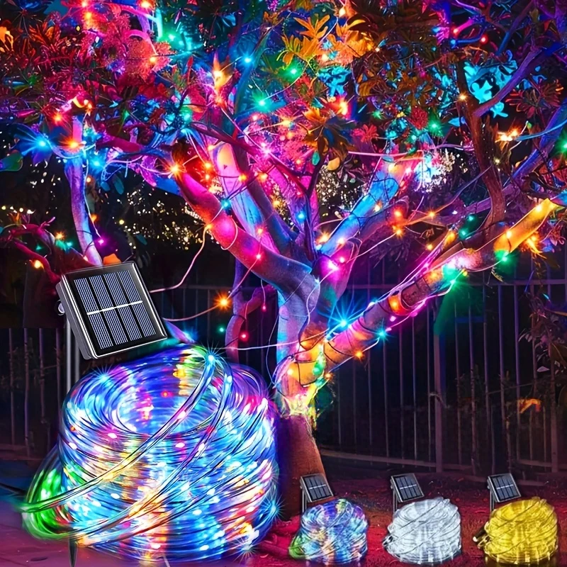 Luzes de corda solar solar led luz caminho deck jardim ao ar livre luzes da corda solar à prova dwaterproof água tiras de iluminação ao ar livre 8 modos de luz