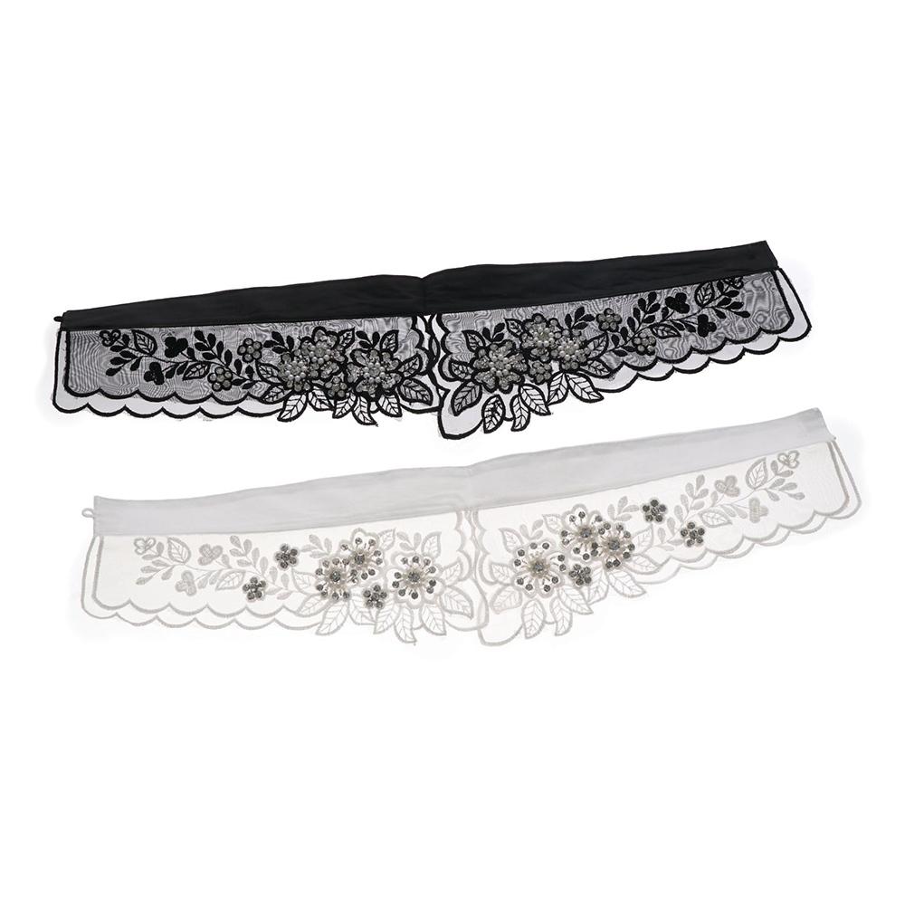 Preto/branco festa flor pérola folhas strass renda decote falso camisas colares colar falso