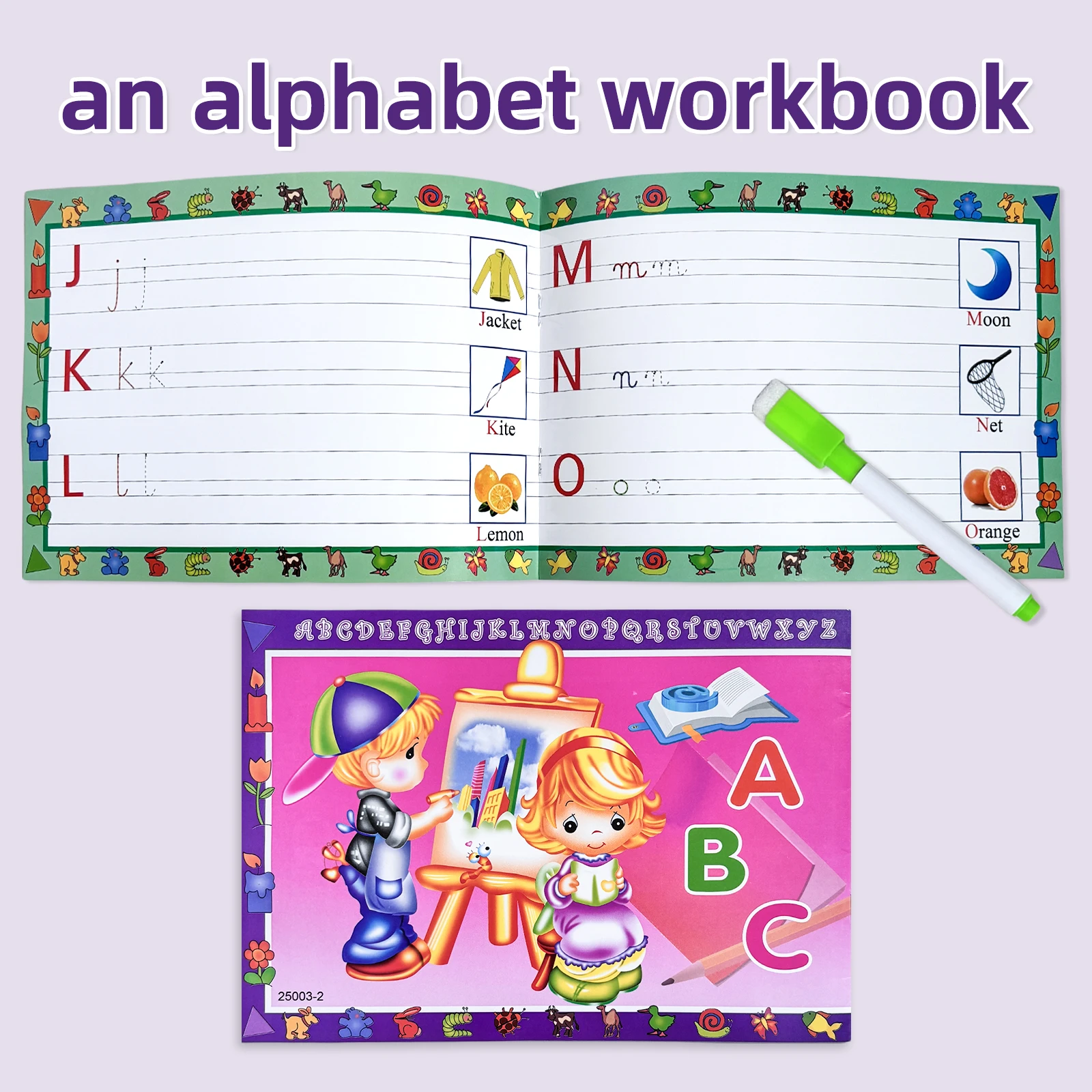 英語アルファベット練習帳 子供用 3～7歳 26文字 コピー&学習 啓発 再利用可能 消去可能ペン ギフト
