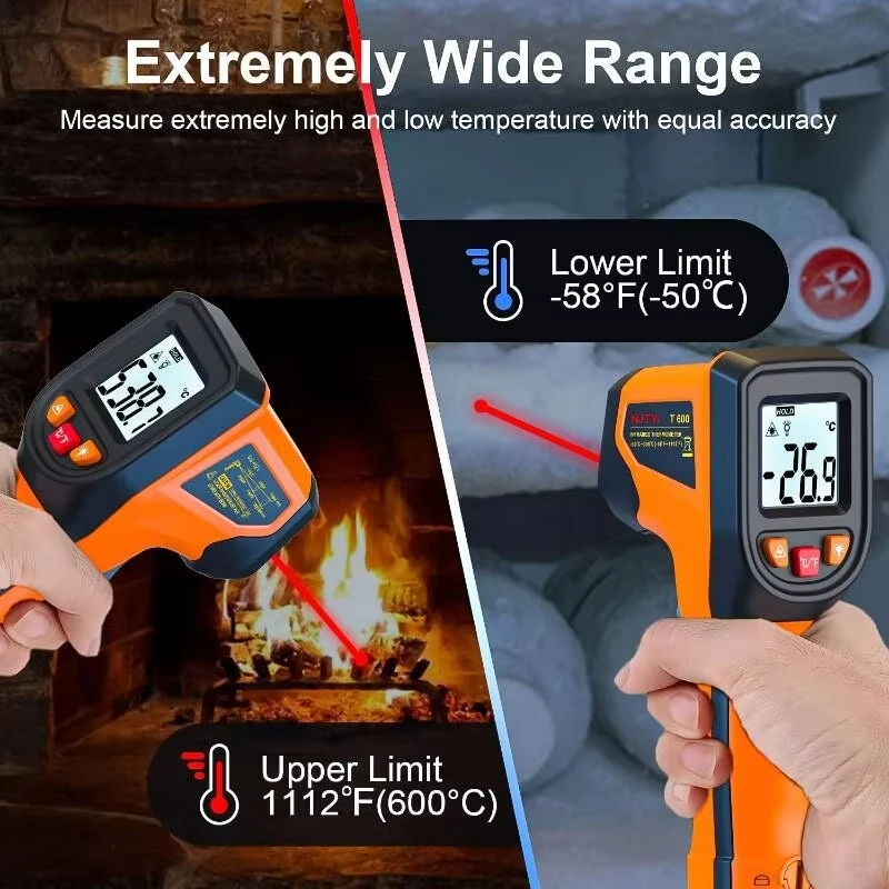 Không Tiếp Xúc Kỹ Thuật Số Hồng Ngoại Nhiệt Kế Laser Đo Nhiệt Độ Pyrometer Imager Nhiệt Ẩm Kế Termometro Infrarojo Báo Động Ánh Sáng