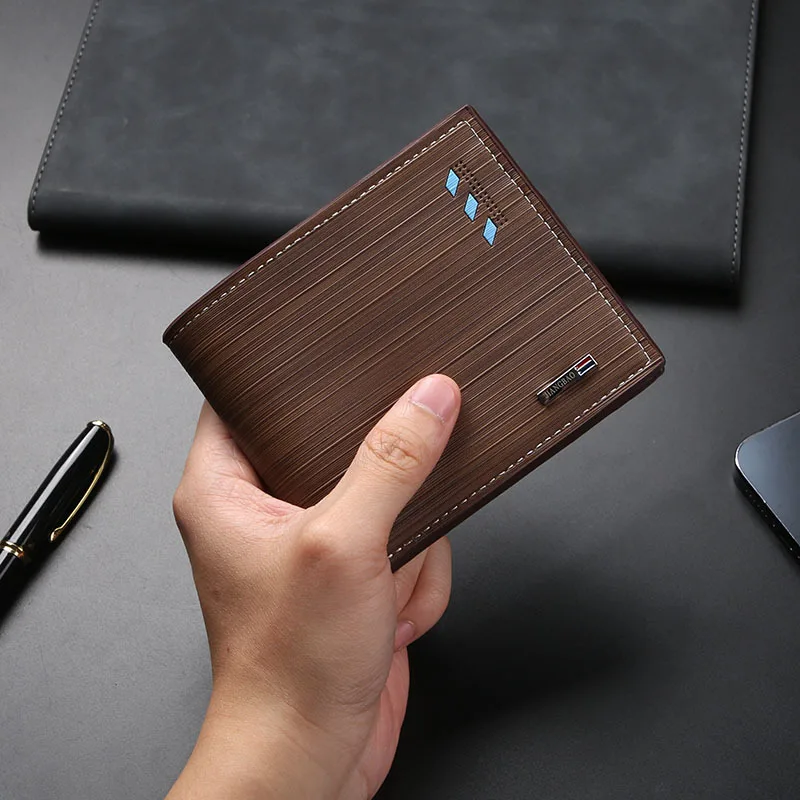 가죽 남성용 짧은 지갑 Bifold Business Slim Minimalist Ultra-Thin with Multiple Card Holders 청소년을위한 동전 지갑 머니 클립