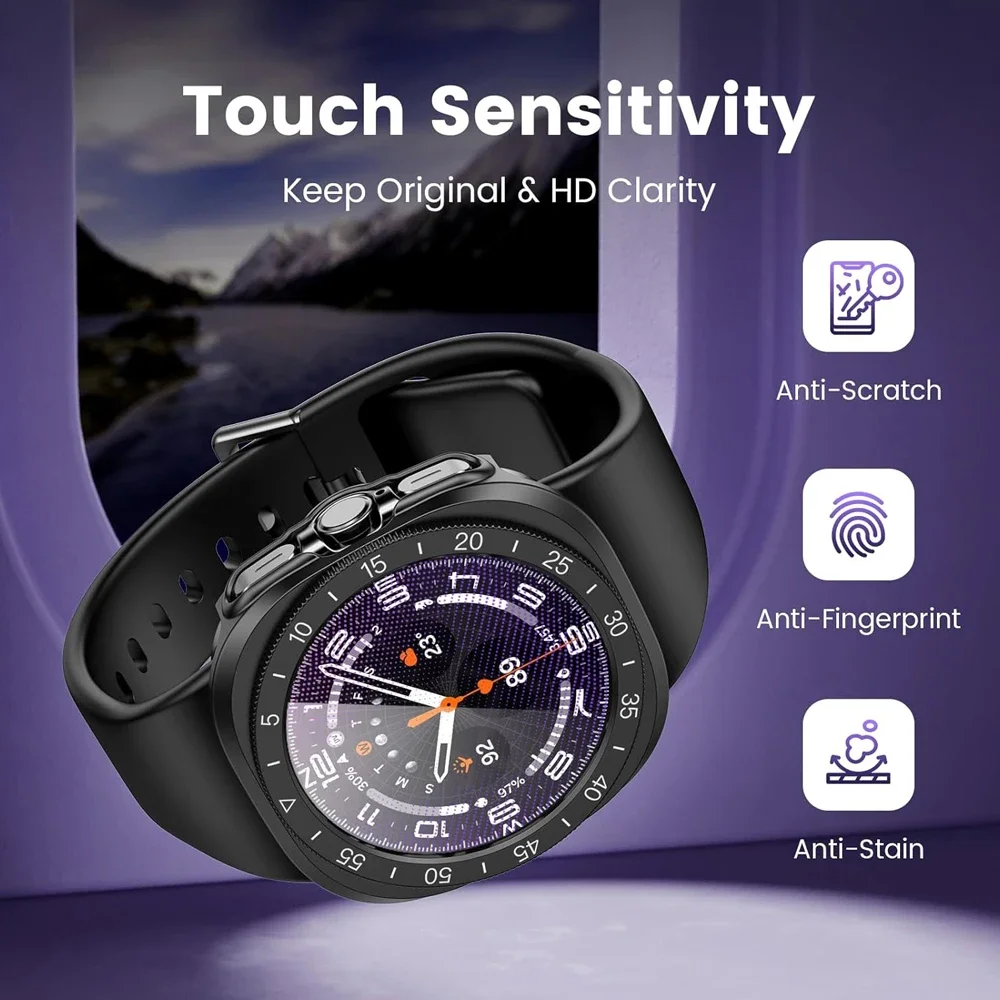 3 in1 for Samsung Galaxy Watch 7 Ultra 47mm Tempered Glass Screen Protector Hard PC Case Bezel Ring Cover for Galaxy Watch Ultra