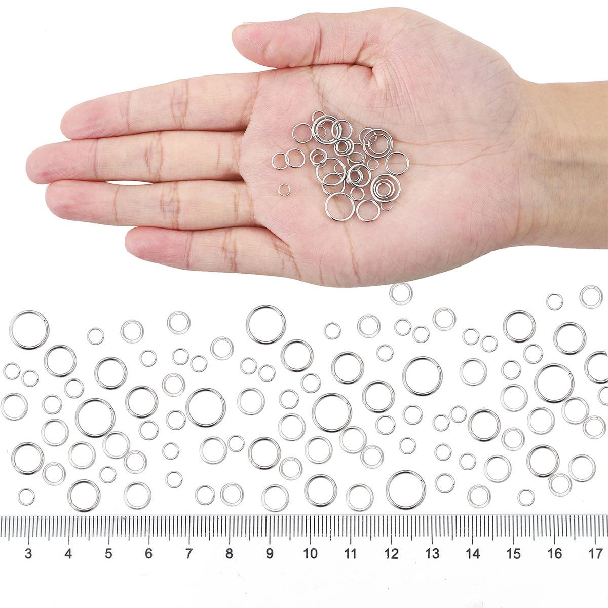 200 peças 4-10mm anéis divididos de aço inoxidável conectores de anéis de salto abertos para fazer jóias acessórios de componentes diy