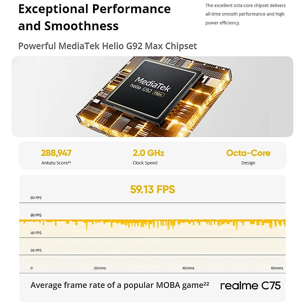 [Wereldpremière] realme C75 Smartphone Helio G92 Max Chipset 5828mAh Batterij 45W Opladen 6,72'' 90Hz Display 50MP Camera NFC IP69