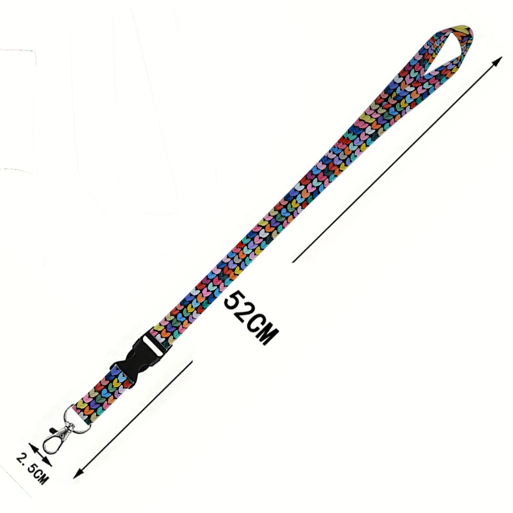 Tarjetero Simple de mármol con forma de corazón y arcoíris, con hebilla, cuerda colgante encantadora, pase de identificación, accesorios colgantes, funda para passthro con cordón