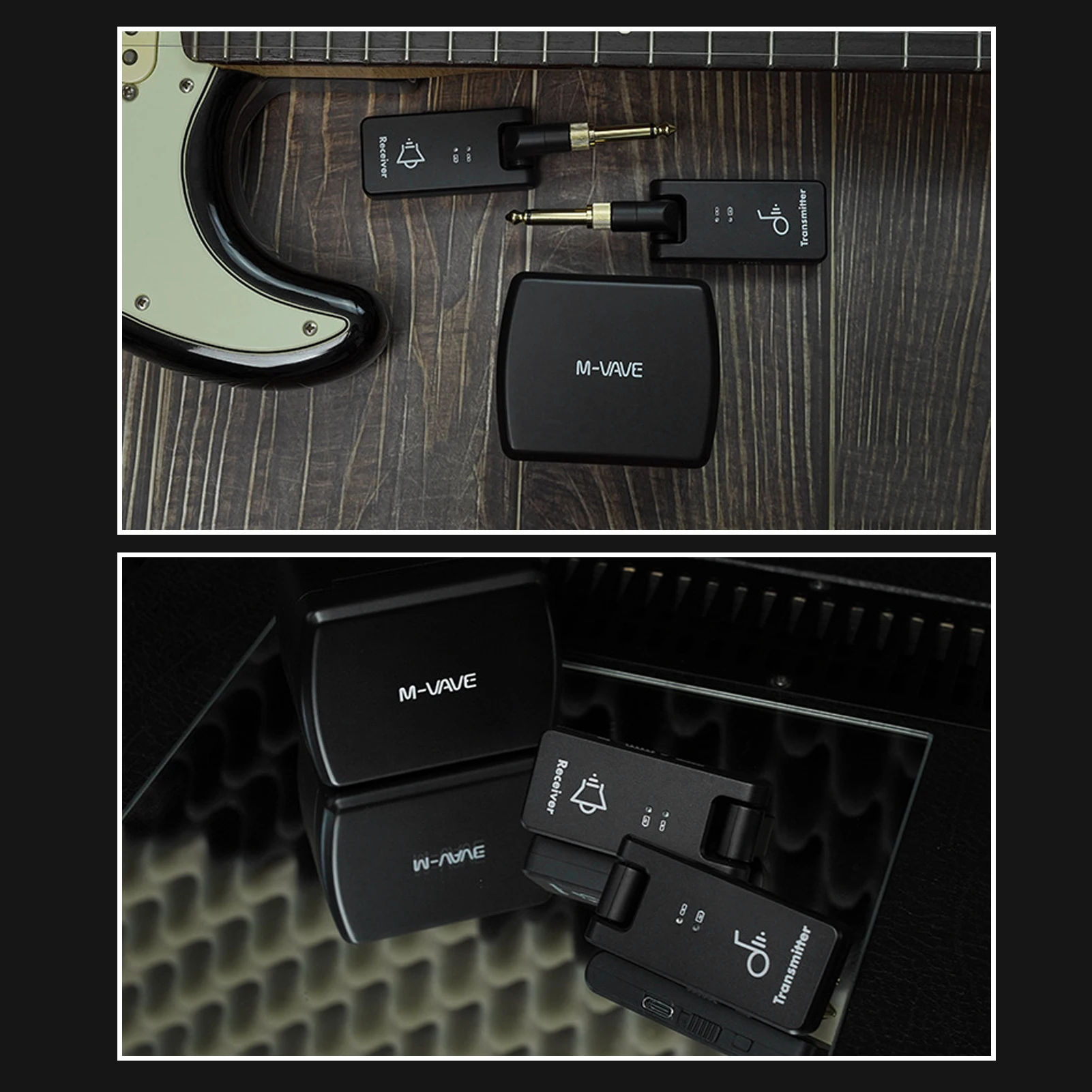 M-vave 2,4 G kabelloses Gitarrensystem WP-8 Gitarrensender Empfänger 2-in-1-Stecker 4 Kanäle kabellose Gitarre mit wiederaufladbarer Box