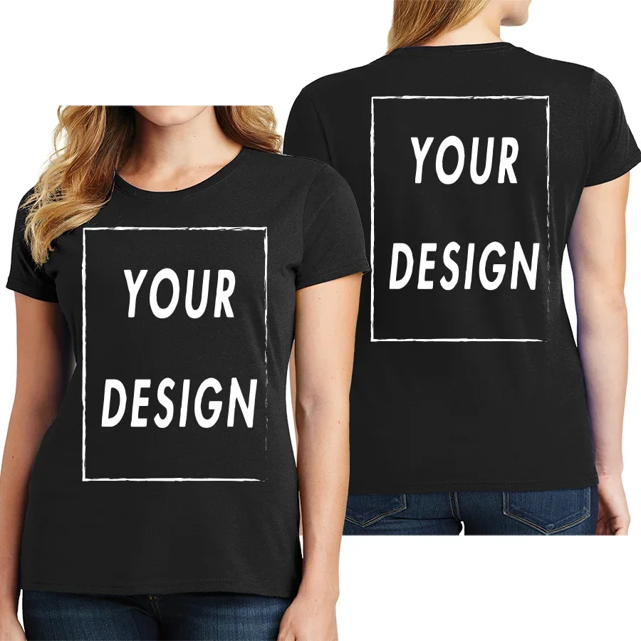 Camiseta de equipo personalizada de talla UE para mujer, añade tu propio diseño en la parte delantera y trasera, estampado y texto, camiseta de alta calidad para hombre