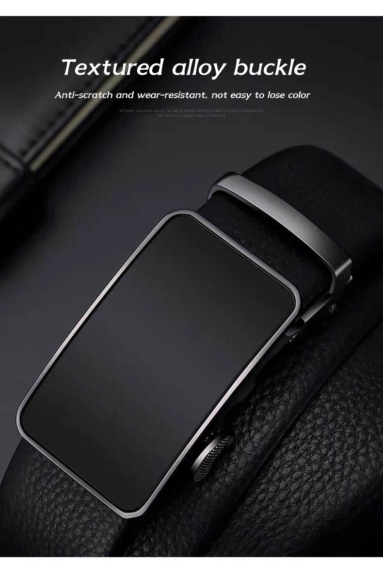 Cowhide belt, men's leather belt, automatic buckle, men's top layer, high-end trendy buckle