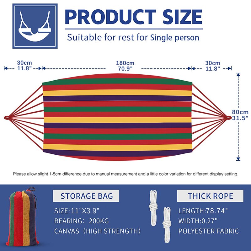 WESTTUNE-hamaca de lona para exteriores, columpio para acampar con cuerdas de árbol, capacidad de carga de hasta 200kg, perfecto para jardín, Patio y Patio trasero