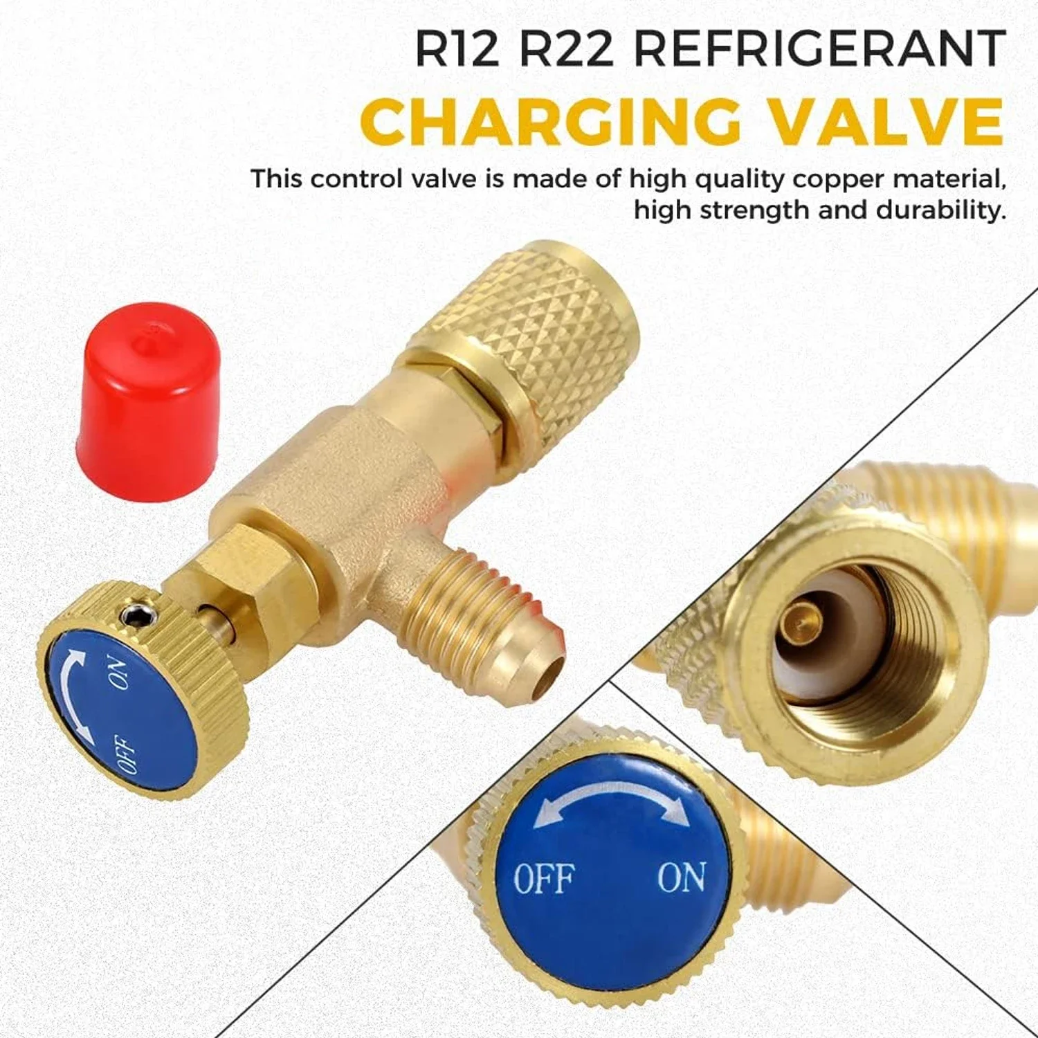 Ar Condicionado Refrigerant Safety Valve, Refrigeration Charging, Liquid Adapter, Hand Tool Parts, R410A, R22, 1/4 ", 5/16"