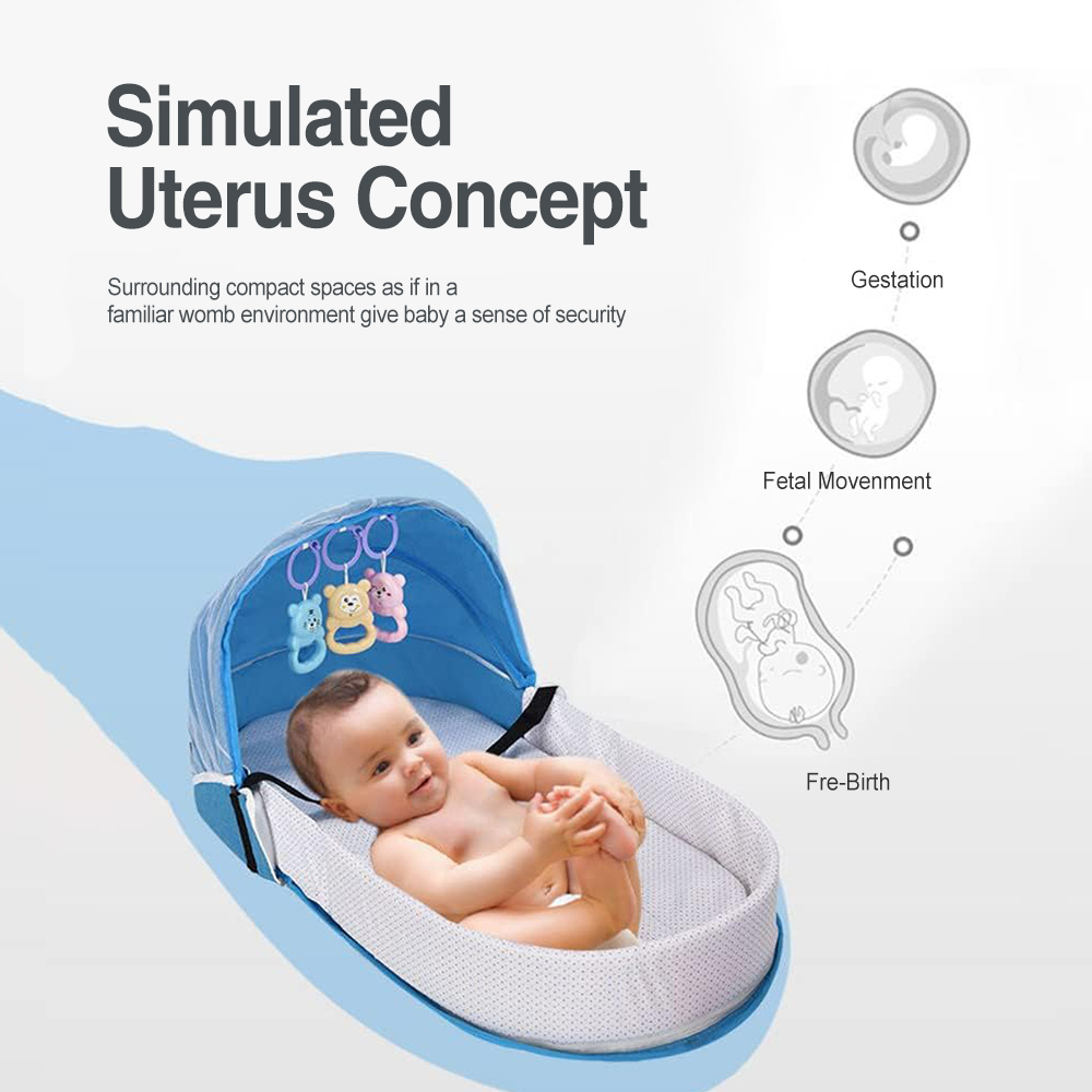 Angku เปลเตียงเด็กแบบพกพาพับได้เปลเด็กเล่นสำหรับการใช้งานกลางแจ้งในร่มการเดินทางขนาดเล็กพร้อมของเล่น