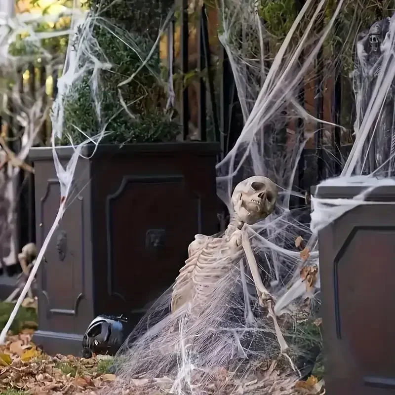 ตกแต่งฮาโลวีนแมงมุมด้ายฝ้าย Spider Web Party Props บ้านผีสิงประดิษฐ์ Spider Web Home Scary Party Decora