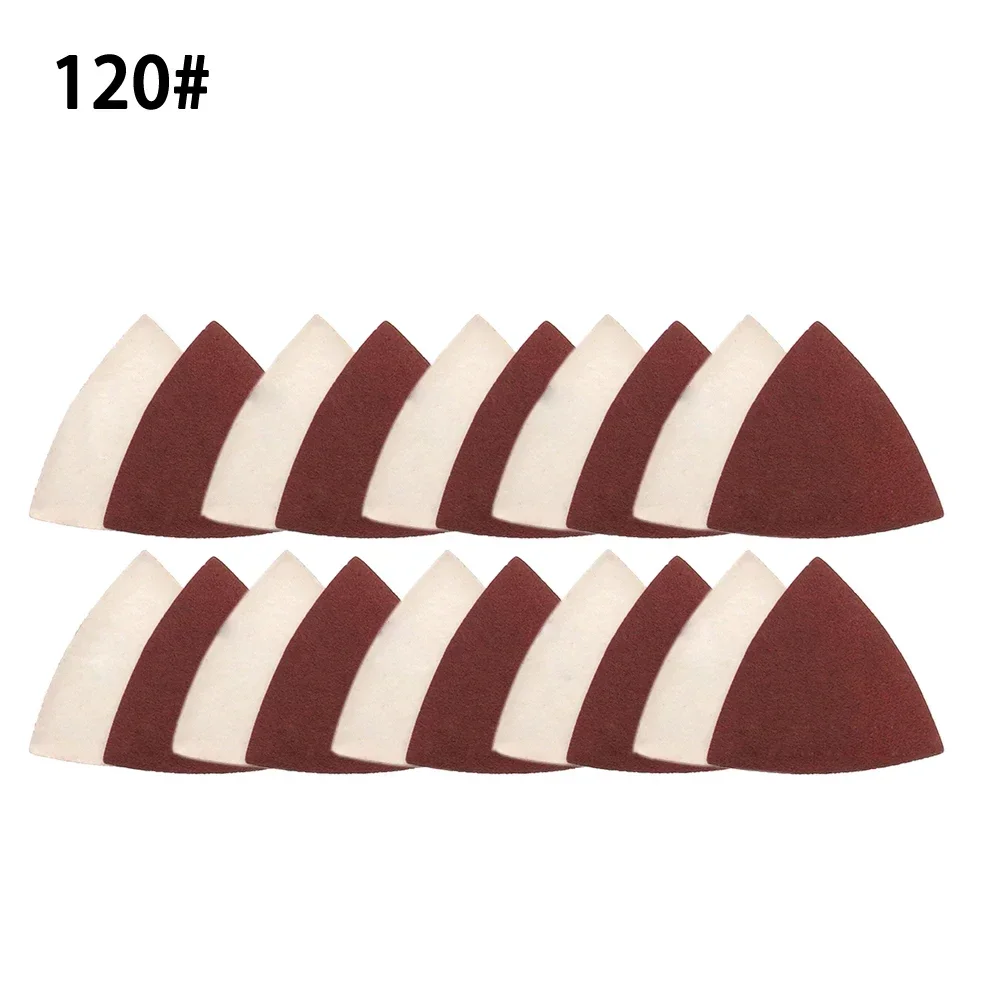 Papel de lija triangular de 20 piezas, gancho y bucle de 80mm, herramienta múltiple oscilante de 3-1/8 pulgadas para pulir y lijar