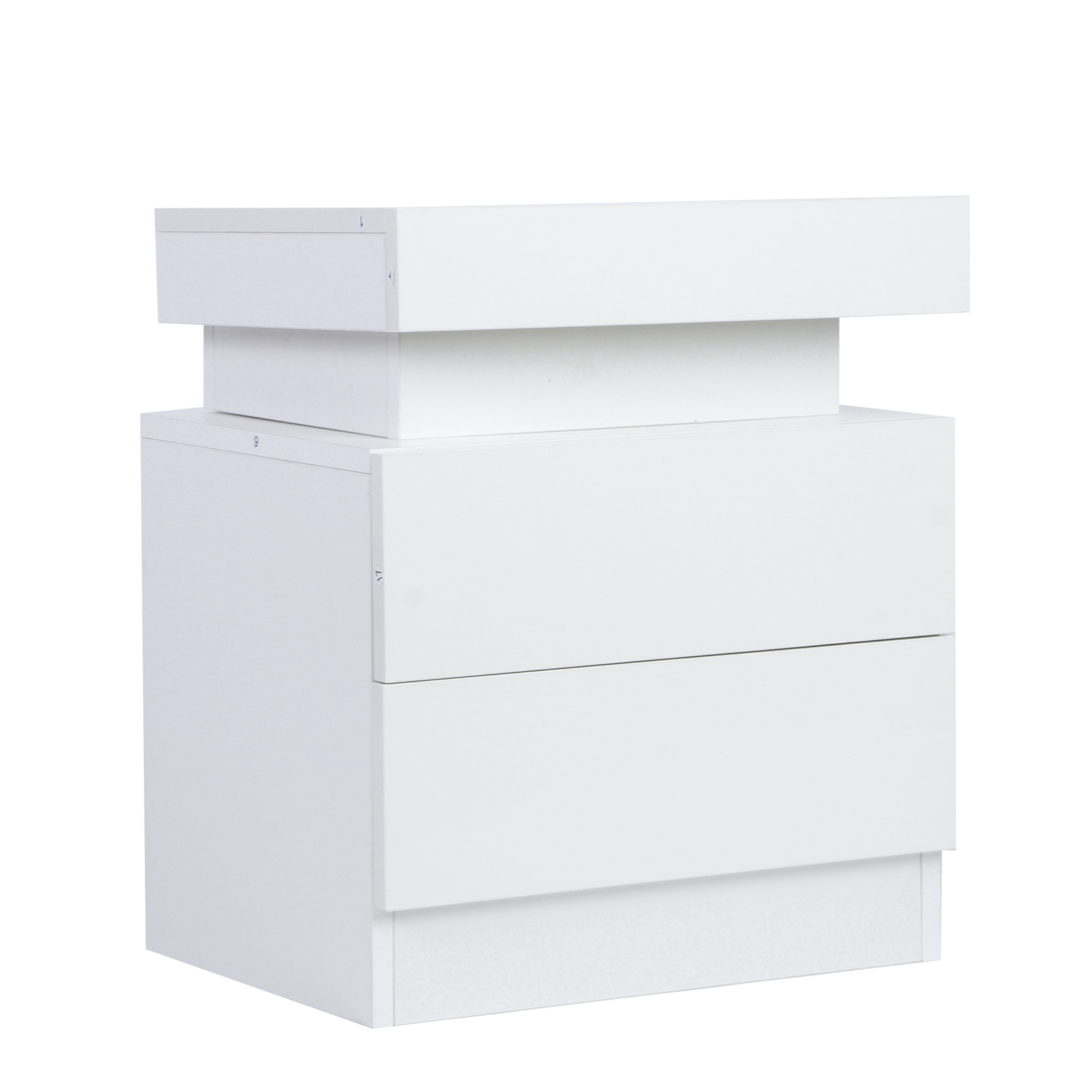 Bedside Desk Bedroom LED Nightstand Bedside Table Large Capacity RGB Light Storage Nightstand Cabinet with 2 Drawers for Bedroom